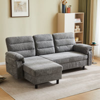 3-Seat Sectional Sofa - Modular Deep Seat Sleeper Couch with Ottoman, Comfy Upholstered Furniture for Living Room, Apartment, Office by Ebern Designs