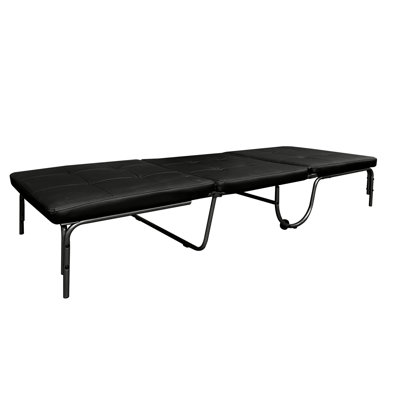 Black Adjustable Futon Chair That Transforms To A Foldable Bed, Pu Cushioned For Comfort, Metal Frame And Caster Wheels, 220lbs Load Limit, Mode 37"w by Ivy Bronx