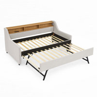 Twin Size Upholstery Sofa Bed with Three LED lights and Pull up Trundle by Ivy Bronx