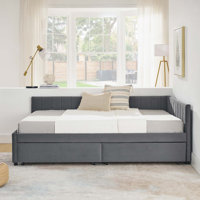 Full Size Upholstered Tufted Bed Frame with Two Drawers by Mercer41
