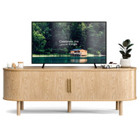 Tv Stand For Tvs Up To 60 Inch, Entertainment Center With Sliding Doors And Adjustable Shelf, Modern Tv Console With Storage For Living Room, Bedroom,