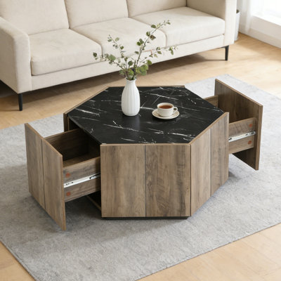 2 Drawer Hexagon Coffee Table by Ivy Bronx