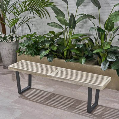 Metal/Solid Wood Outdoor Bench by Latitude Run