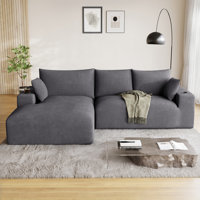 Adame 113"W L-Shaped Sectional With Chasie And Cup Holders, Sectional Sofa For Living Room by Mercer41