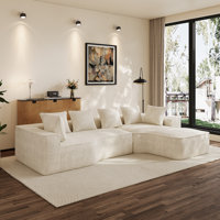 134"W Oversized Sectional Couch With L-Shape Chaise, Upholstered Curved Sofa For Living Room, No Assembly Required by Mercer41