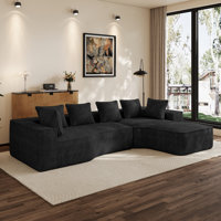 134"W Oversized Sectional Couch With L-Shape Chaise, Upholstered Curved Sofa For Living Room, No Assembly Required by Mercer41
