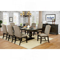 Contemporary Warm Gray Espresso 9Pc Set Solidwood Dining Room Furniture Table W Leaf  8X Chairs by One Allium Way