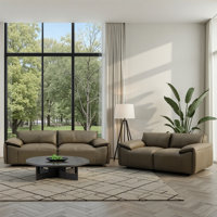 Cremeans 2-Piece Leather Living Room Set Green Or Khaki by Latitude Run