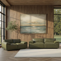 Cremeans 2-Piece Leather Living Room Set Green Or Khaki by Latitude Run