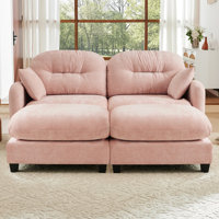 Pink Chenille Sectional With , Ergonomic Design, And Customizable Seating For Small Spaces Modular : Fabric, Seat, Arrangement