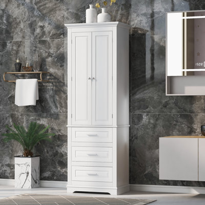 Versatile Tall Storage Cabinet Mdf Elegant White For Bathroom Or Office