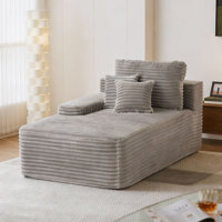 Upholstered Faux Rabbit Fur Flannel Modular Chaise Lounge with Pillows No Assembly Required by Mercer41