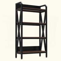 Bakers Rack 4-Level Storage Shelves Metal And Wooden Kitchen Shelves, Kitchen Organizers And Storage, For Garage, Pantry, Bathroom, Closet ,33.50
