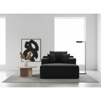 Chaise Lounge Chair Indoor – Oversized Corduroy Couch with Wide Armrest & Throw Pillows by Mercer41