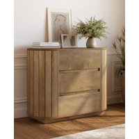 Chic Engineered Wood Nightstand With 3 Spacious Drawers by Ebern Designs