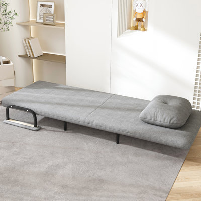 51 Folding Bed Grey With 5 Adjustable And Pillow, Convertible For Game Rooms, Space, Comfortable Easy - To Use Design Space Sleeper Living Room Small by Ebern Designs