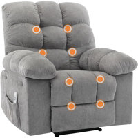 Ergonomic Recliner Chair with Massage & Heat, Overstuffed Fabric, Wide Rocker, Remote Control, 2 Side Pockets – Living Room & Bedroom Comfort by Alcott Hill