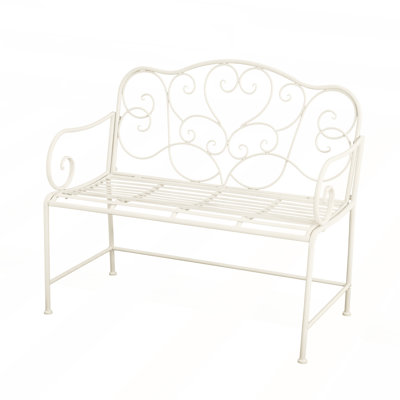 Outdoor Garden Bench with Exquisite Decorative Patterns and Durable Iron Construction for Long-Lasting Use by Fleur De Lis Living