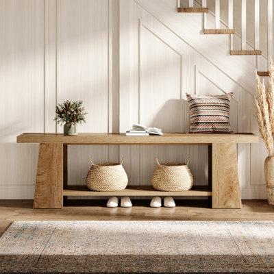 59-Inch Entryway Shoe Bench with Storage Shelf End of Bed Seat, Dining Bench for Kitchen, Living Room by Millwood Pines