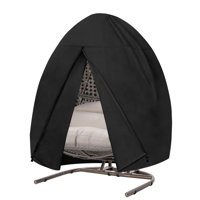 Patio Hanging Egg Chair Cover, UV Resistant Waterproof Outdoor Double Seat Swing Chair Cover With Zipper, Black by Ivy Bronx