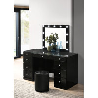 1Pc Glam Contemporary Upholstered Round Swivel Vanity Stool Button Tufted Seat by Mercer41