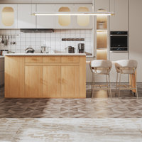Farmhouse Style Kitchen Island With Storage Cabinets And Drawers With Expandable Desktop For Kitchen, Dining Room,living Room,home Bar by Hokku Designs