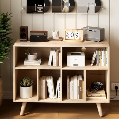 Large Record Player Stand, Vinyl Record Storage Compact Record Player Cabinet Cube Storage Organizer Up to 350 Albums with Charging Station by George Oliver