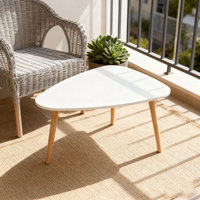 Modern Triangular Side Table with Tapered Wood Legs for Living Room, Bedroom by George Oliver