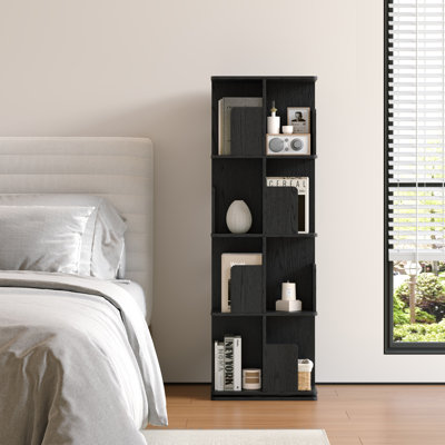 Rotating Bookshelf, 4 Tier Small Bookcase Corner Shelves Display Storage Tower Space-saving Revolving For Small Space Black by Ivy Bronx