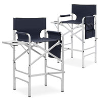 31" Seat Height Tall Directors Camping Chairs, Foldable Makeup Chairs With Cup Holder & Side Table, 250 Lbs Capacity by Hokku Designs