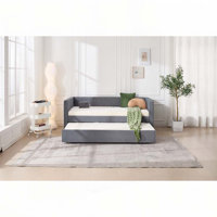 Upholstered Daybed with Trundle,USB Port ,Side Pockets by Everly Quinn