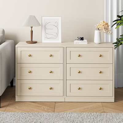 Wood Nightstand With 3 Spacious Drawers And Gold Konbs
