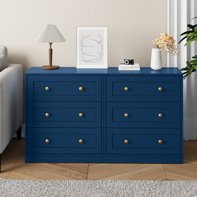 Wood Nightstand With 3 Spacious Drawers And Gold Konbs by Wildon Home