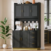 71" Pantry Cabinet With Storage Cabinet With Built-in Outlets, Kitchen Pantry Storage Cabinet With Countertop Tall Pantry Organizer With Adjustable Sh by Hokku Designs
