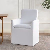24.5" Wide Modern No Assembly Polyester Upholstered Dining Armchair by Hokku Designs