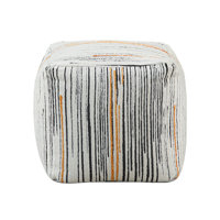 Modern Square Pouf Jacquard Fabric Upholstery Ottoman by Corrigan Studio