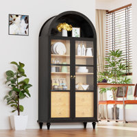 Arched Food Pantry Cabinet, 70" Tall Modern Storage With Drawers