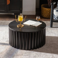 Fluted Lift Top Coffee Table With Hidden Compartment, Fully Assembled Wooden Center Table, Modern Round Lift Tabletop For Home Living Room Office by Corrigan Studio