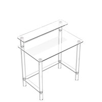 Acrylic Table, 2 Tiers Clear Office Desk with Monitor Stand, Acrylic Study Computer Desk, Modern Side End Table Nightstand for Bedroom, Office, Study, by Ivy Bronx