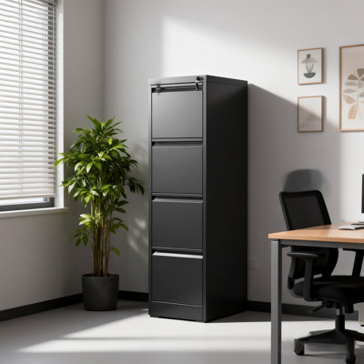 4-Drawer Vertical Filing Cabinet, High-Capacity Eco-Friendly Design with Smooth Gliding Drawers & Anti-Tip Lock by Inbox Zero
