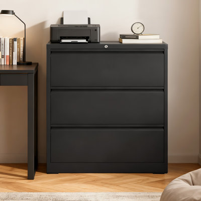 3-Drawer Lateral Filing Cabinet, 110lbs Capacity, Full-Extension Quiet Drawers & Built-in Safety Interlock by Inbox Zero