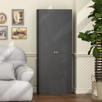 2 Doors Metal Storage Cabinet Kitchen Pantry Cabinet With Adjustable Shelves Tall Steel Cabinet Locker For Kitchen, Living Room, Dining Room And Offic by Gracie Oaks