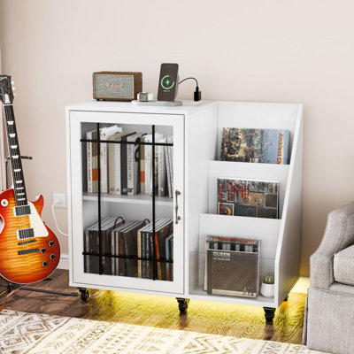 Record Player Stand With Vinyl Storage, Turntable Stand With Storage, Vinyl Record Holder Up To 350 Albums, Record Player Table With LED Lights & Char by Ivy Bronx