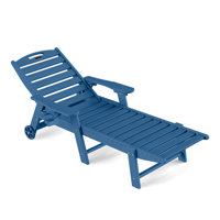 Wood Texture Lounge Chaise Outdoor Pool Lounge Chair Swimming Reclining Outdoor Chaise Lounge With Wheels & Cup Holder by Highland Dunes