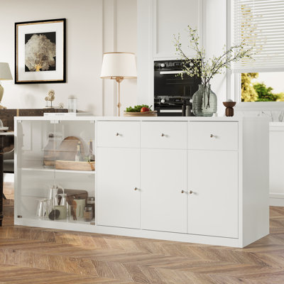Kitchen Island With Tempered Glass Door