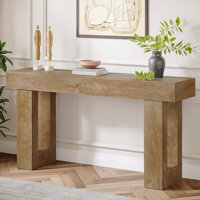 63" Farmhouse Console Table, Natural Wooden Sofa Table Rectangular Accent Console For Entryway, Hallway & Living Room by Millwood Pines