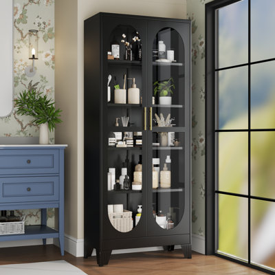 75"H Tall Display Cabinet with Glass Doors and 4 Adjustable Shelves by Ebern Designs