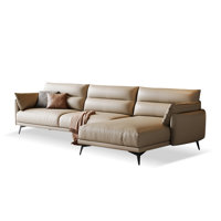 2 - Piece Light khaki color Genuine Leather Modular Sectional by Orren Ellis