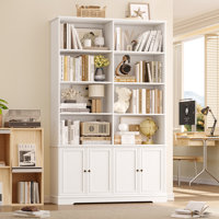 72.8" H X 47.2" W Mid-century Modern Office Storage Cabinet With 4 Doors, Double-column Organizer For Files & Supplies