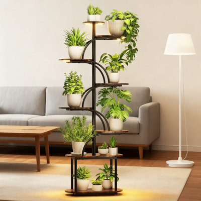 8-Tier Plant Stand With Full Spectrum Grow Lights, 61-Inch Tall Indoor Plant Shelf With Adjustable Brightness, Sturdy Metal Frame And Wood Shelves For by Williston Forge